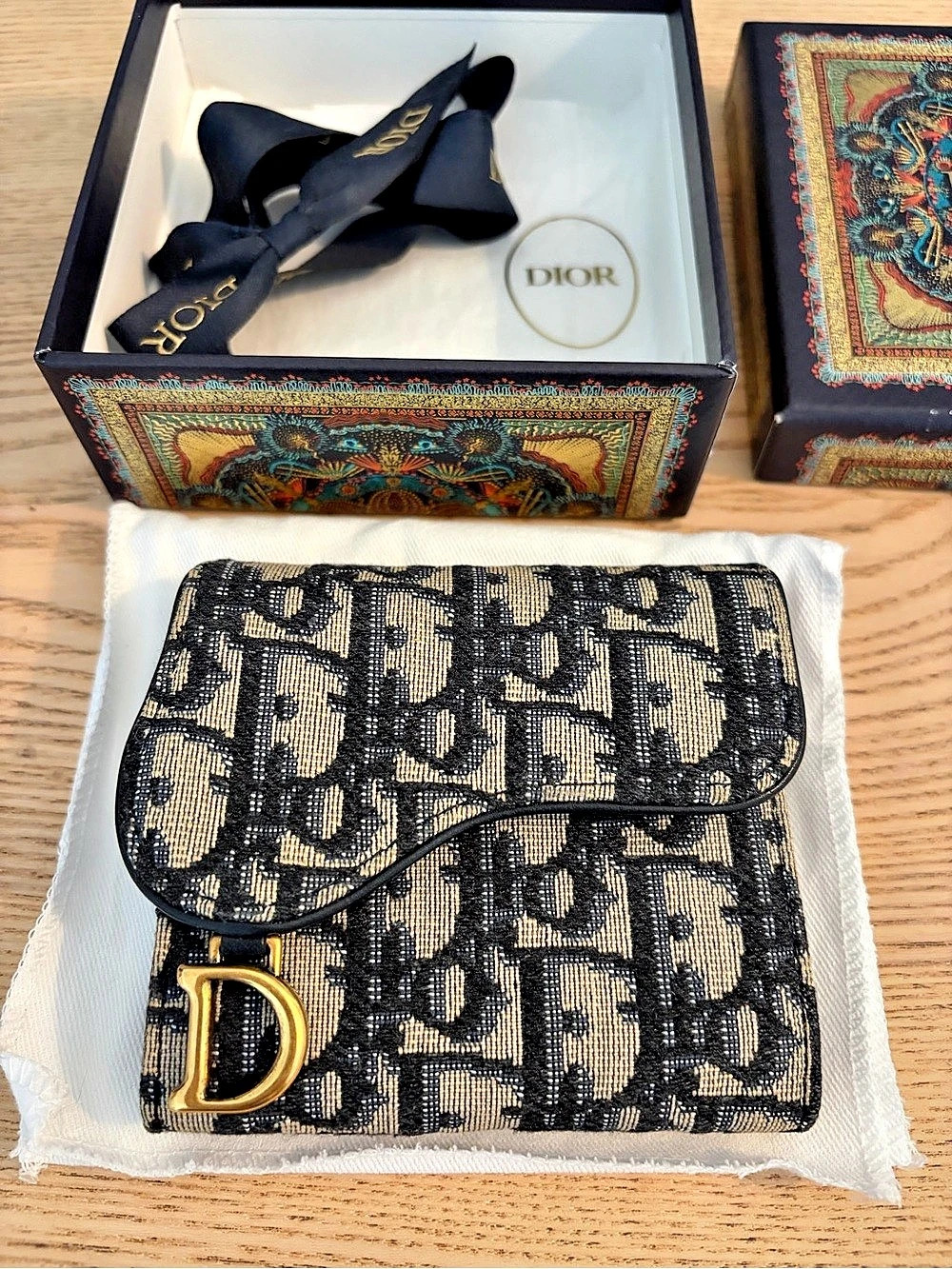 Dior Saddle Lotus Wallet Blue Dior Oblique Jacquard Oblique Saddle Wallet